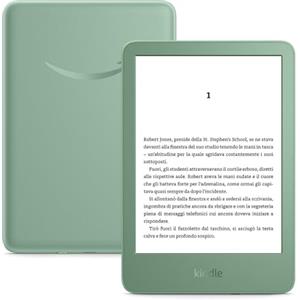 Amazon Nuovo Amazon Kindle (16 GB)| Il più leggero e compatto, con schermo antiriflesso, cambio pagina più rapido, illuminazione frontale regolabile, batteria di lunga durata| Senza pubblicità| Verde Matcha