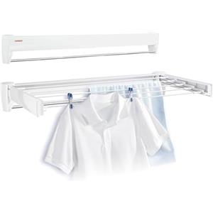 Leifheit Telegant 36 Protect Plus Stendibiancheria da parete, Stendibiancheria estensibile compatto, Stendino allungabile per bagno e balcone