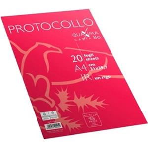 PIGNA Fogli Protocollo A4 80 gr/m2 1 Rigo - Confezione da 20 Pezzi