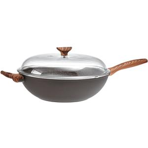 Sambonet Spadella Wok Antiaderente Nera 32cm con Coperchio Rock 'N' Rose