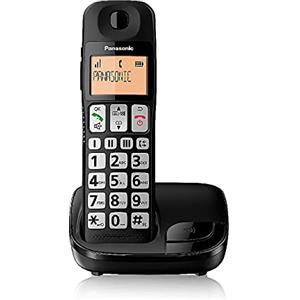 Panasonic KX-TGE110JTB Telefono Cordless Digitale (DECT) Singolo ad Utilizzo Facilitato, Tasti Grandi, 3 Tasti di composizione rapida, Compatibilità con Apparecchi Acustici, Nero