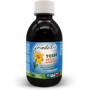 Right Health GRINDELIO: Tosse Secca e Grassa con Grindelia, Elicriso, Altea, Timo, Propoli e Miele. 200ml Soluzione naturale contro gli Spasmi della tosse e Mucolitico. Senza Alcool, Glutine e aromi aggiunti.