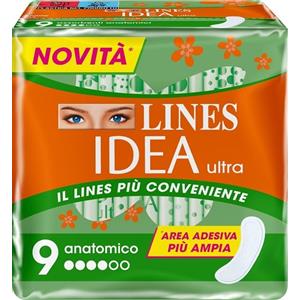 FATER SpA LINES IDEA Ultra Anatomico 9pz - Assorbenti con Design Femminile, Comfort e Protezione