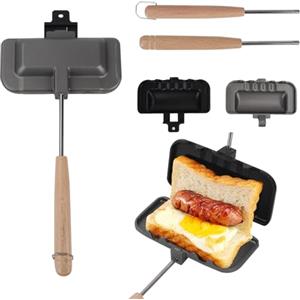 Les-Theresa Tostapane Sandwich Maker, Piastra per Panini, Padella Doppia Faccia Antiaderente Tostiera per Toast, Tostapane per Sandwich a Doppia Faccia con Manici Padella per Frittelle, Toast