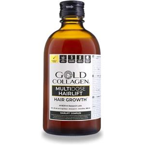 GOLD COLLAGEN Multidose Hairlift - Integratore Capelli Liquido al Collagene Marino con Acido Ialuronico, Biotina Capelli, Cheratina, Zinco e Vitamine Fortificante per Capelli, Pelle e Unghie, 300 ml