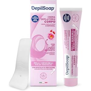 Depilsoap® - Crema Depilatoria Corpo 150 Ml - Pelli Sensibili - Senza Ammoniaca - Arricchita Con Olio Di Rosa Mosqueta E Acido Ialuronico - Profumazione Delicata Dalle Note Fiorite