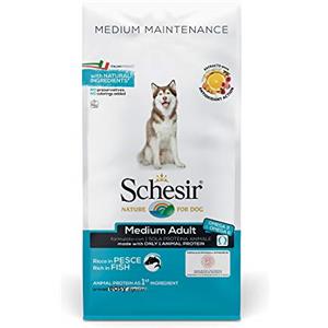 Schesir, Cibo Secco per Cani Anziani di Media Taglia al Gusto Pesce, in Crocchette - Formato Sacco da 12Kg