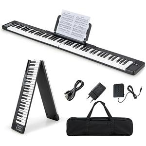 RELAX4LIFE Pianoforte Digitale Pieghevole con 88 Tasti e Pedale, Tastiera Elettronica Portatile con Bluetooth, Uscita MIDI e Interfaccia di Alimentazione USB per Principianti, Bambini e Adulti