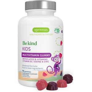 Igennus Healthcare Nutrition Igennus Multivitaminico Metilato per Bambini Età 4+, 90 Caramelle Gommose | Vitamine B Metilate e Vitamina D, Senza Zucchero, Ingredienti Puri e Testasti da Terzi, Sapore Frutti di Bosco