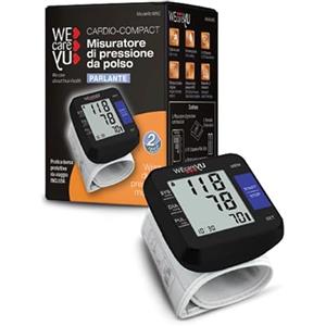 WECAREYU Misuratore Pressione Cardio-COMPACT con Lettura Vocale e Memorizzazione, Sfigmomanometro Digitale da Braccio, Design Compatto Total Black