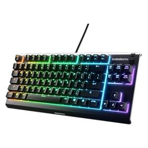 SteelSeries Apex 3 TKL, RGB tastiera da gaming , Fattore di forma compatto senza tastierino numerico studiato per gli eSport, Illuminazione RGB a 8 zone, Layout Americano QWERTY