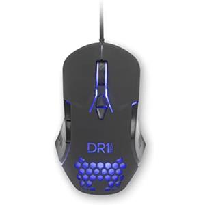 DR1TECH [Amazon Exclusive Guardian Mouse da Gaming con Filo in Tessuto Resistente - 7 Tasti fino a 3200 DPI - Design Leggero e Resistente - Mouse Ergonomico da Gioco per PC/PS4/XBOX