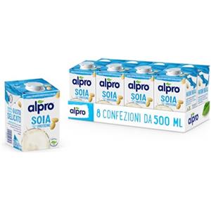 ALPRO CLASSICO, Bevanda alla SOIA, 100% vegetale con vitamine B2, B12 e D2 (8 confezioni da 500 ml)