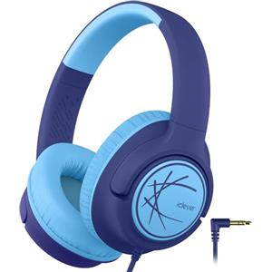 iClever Cuffie per bambini, cuffie per bambini con cavo 85dBA Volume sicuro, suono stereo, over ear, pieghevoli da 3,5 mm, jack per bambini, per iPad, tablet, scuola, viaggi, blu navy