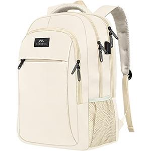 MATEIN Zaino PC 15.6 Pollici, Zaino Porta PC Donna con Caricatore USB, Zaino Lavoro Donna Uomo Impermeabile per Viaggio Università Zaino Computer Notebook Laptop Regalo, Beige