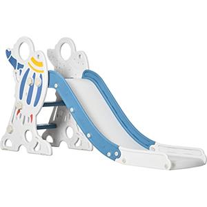 AIYAPLAY Scivolo per Bambini 18-36 Mesi in PE e PP a Tema Spaziale con Scale Antiscivolo, 157x46.5x80 cm, Blu