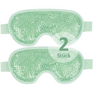 NEWGO Maschera rinfrescante per gli occhi riutilizzabili, con perle in gel per terapia fredda calda, occhi gonfi e stanchi, occhiaie, emicranie, dolori sinusali (verde).