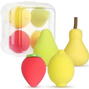 AUAUY Set di 4 miscelatori in spugna, Spugnette Trucco Fondotinta Impeccabile, Multicolore Morbida Spugna Cosmetica per Liquidi, Crema e Polvere (giallo chiaro, verde, rosa, giallo)