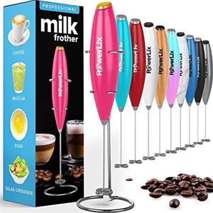 PowerLix Frullino Montalatte Elettrico per Cappuccino - Schiumatore Latte con Supporto in Acciaio Inossidabile, 15-20s, Potente 19000 giri/min, Frullino Manuale per Latte, Cappuccino, Caffè