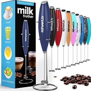 PowerLix Frullino Montalatte Elettrico per Cappuccino - Schiumatore Latte con Supporto in Acciaio Inossidabile, 15-20s, Potente 19000 giri/min, Frullino Manuale per Latte, Cappuccino, Caffè