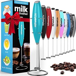 PowerLix Frullino Montalatte Elettrico per Cappuccino - Schiumatore Latte con Supporto in Acciaio Inossidabile, 15-20s, Potente 19000 giri/min, Frullino Manuale per Latte, Cappuccino, Caffè