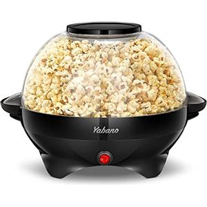 Yabano Macchina Popcorn, 5L Macchina per Pop Corn con Rivestimento con Antiaderente, Staccabile, Impugnature Fredde, 800 W, Senza BPA, Nero