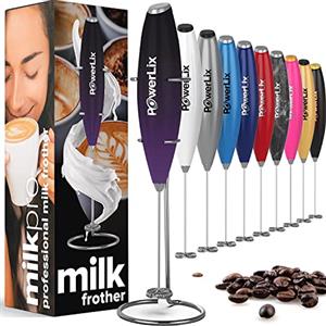 PowerLix Frullino Montalatte Elettrico per Cappuccino - Schiumatore Latte con Supporto in Acciaio Inossidabile, 15-20s, Potente 19000 giri/min, Frullino Manuale per Latte, Cappuccino, Caffè