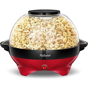 Yabano Macchina Popcorn, 5L Macchina per Pop Corn con Rivestimento con Antiaderente, Staccabile, Impugnature Fredde, 800 W, Senza BPA, Rosso