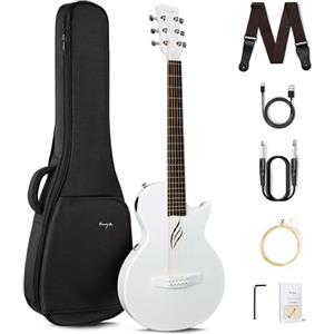 Enya Set Chitarra Acustica Elettrica Nova Go SP1 da 35 Pollici Bianca con Pickup Smart AcousticPlus Piccolo e Leggero per Kids Adults Principianti Concerto da Banda