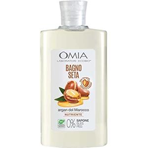 Omia, Bagno Seta Erboristico all'Olio di Argan del Marocco, Bagnoschiuma per Pelli Aride e Irritabili, Rende la Pelle Elastica e Protetta, Dermatologicamente Testato - Flacone da 400 ml