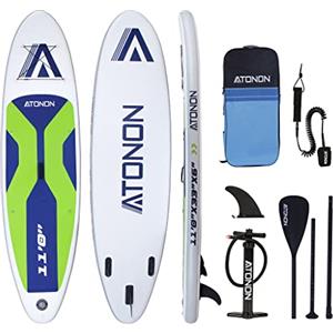 Run Wave Runwave Antiscivolo Gonfiabile Runwave Stand Up Paddle Board con Accessori SUP Premium | Posizione Ampia, Pinne Inferiori per Il Controllo del Surf | Principiante per Adulti Giovani(Green)