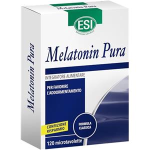 ESI - Melatonin Pura, Integratore Alimentare di Melatonina, Favorisce il Sonno e Contrasta gli Effetti del Jet Lag, Senza Glutine e Vegan, 60 Microtavolette