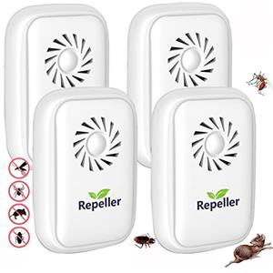 WARDBES Antizanzare Ultrasuoni 4 Pack, Ultrasuoni per Topi 2022 Aggiornato, Elettrico Repellente ad Ultrasuoni Dissuasore Anti Zanzare, Insetti, Topi, Formica, Ragni, Roach, Ratti, Flea