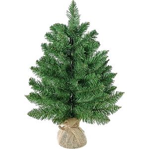 HOMCOM Albero di Natale Mini 55cm con 50 Rami Folti e Aghi Realistici in PVC, Base in Cemento e Iuta