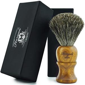 Haryali London, Pennello da barba in puro legno di tasso per uomo - Pennello da barba tradizionale per una schiuma ricca, accessorio da barba per uomo ideale per pelli sensibili