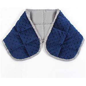 Sleepymoon - Coperta ponderata per spalle e collo, senza profumo, con perline di vetro, doppio lato, morbido pile e fresco bambù per rilassamento muscolare, sollievo dalla tensione, blu navy