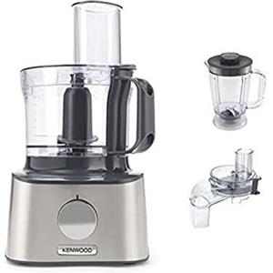 Kenwood, Multipro Compact FDM304SS, robot da cucina compatto, apparecchio da cucina dalle elevate prestazioni, contenitore da 2,1 l, accessorio mixer in acrilico, taglia-cubi, alloggiamento in metallo, 800 W, colore: argento