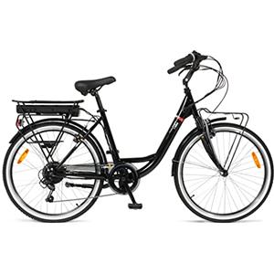 i-Bike, City Easy Comfort, Bicicletta Elettrica a Pedalata Assistita Unisex adulto, Nero, Unica