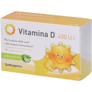 Metagenics Vitamina D 400 U.I. - 168 Compresse Masticabili al Gusto Lime per Ossa e Immunità