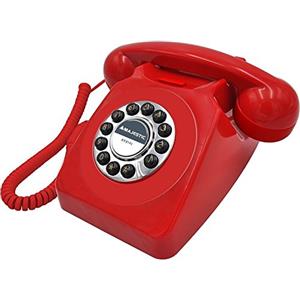 Majestic PHF MAX 253 - Telefono fisso vintage, rosso