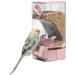 septillar Mangiatoia automatica per uccelli, mangiatoia per gabbia per uccelli con trespolo per parrocchetto canarino calopsitta fringuello (Rosa)