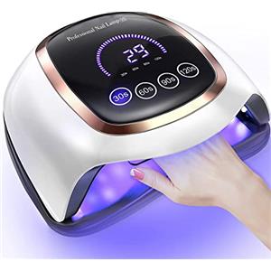 NAXBEY Lampada UV Led Unghie Professionale, Lampade Led Unghie in Gel da 168 W con Touch Screen LCD Grande da 7,5''/4 Impostazioni Timer/Sensore Automatico, Fornetto Unghie per Uso Domestico