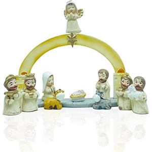Gesar art in progress Gesar Presepio di Natale Bianco 11 pezzi 4,5 cm - Presepe Natalizio con Statuine e Personaggi del Presepe - Natività Artigianale, Moderno ed Elegante - Presepi Particolari per Decorazioni Natalizie