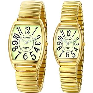 JewelryWe Orologio da Polso Da Donna/Uomo Elastico, Cinturino in Metallo Lega Colorati Retro Vintage Orologio al Quarzo Piccolo, Buon Regalo per Donna, Festa della Mamma Papa'