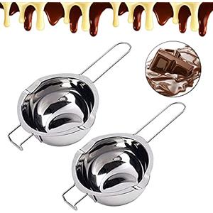 peiyee Pentola a Doppia Caldaia in Acciaio Inox,2 Pcs Chocolate Melting Pot,Doppio Inserto Caldaia,Doppio Ugello,Maniglia Resistente Al Calore,Fondo Piatto,Per Sciogliere Il Formaggio Al Burro di Cioccolato