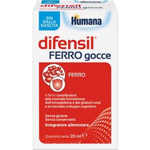 Humana Difensil Ferro Gocce Integratore Alimentare 20 ml - Supporta Emoglobina e Sviluppo Cognitivo