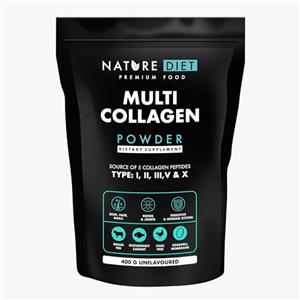 Nature Diet Multi Collagene in Polvere Non Aromatizzato Idrolizzato Collagene peptidico di tipo: I, II, III, V e X, altamente biodisponibile, collageno peptide, 400G