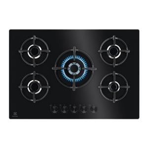 Electrolux PRONTA CONSEGNA - SPEDIZIONE IMMEDIATA Piano Cottura da Incasso a Gas 75 cm 5 Fuochi Speed Burner Cristallo Temperato Nero Griglie in Ghisa Manopole StepPower FlameLight Electrolux EGG75372K