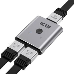 ICZI HDMI Switch 4K@60Hz, Bi-direzionale HDMI Splitter Automatico 1 In 2 Out HDMI Sdoppiatore per TV Stick, Lettore di Rete, Digital STB, PS4 PS5