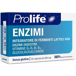 Zeta Farmaceutici Prolife Enzimi - Integratore Digestivo con 8 Miliardi di Fermenti Lattici Vivi e 16 Enzimi Digestivi - 30 Capsule